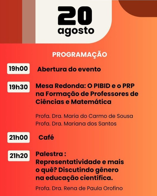 Progamação 20/08