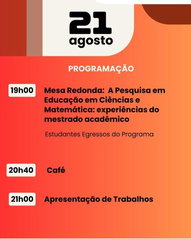 Programação 21/08