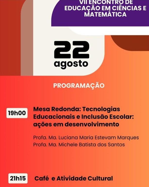 Programação 22/08