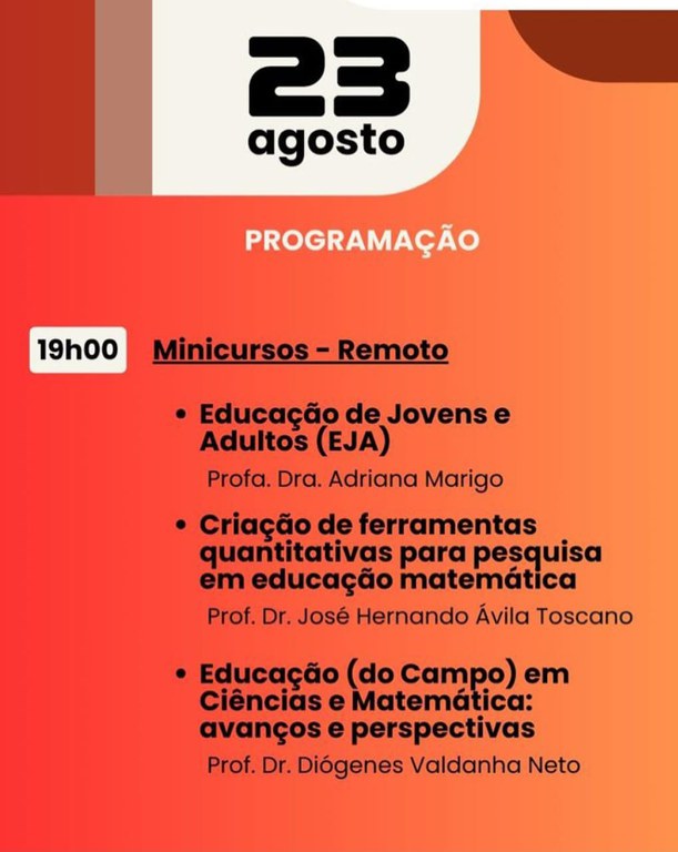 Programação 23/08